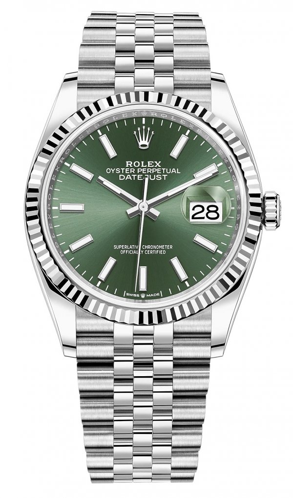 Rolex Datejust 36 mm Mint Green Oystersteel and white gold 
