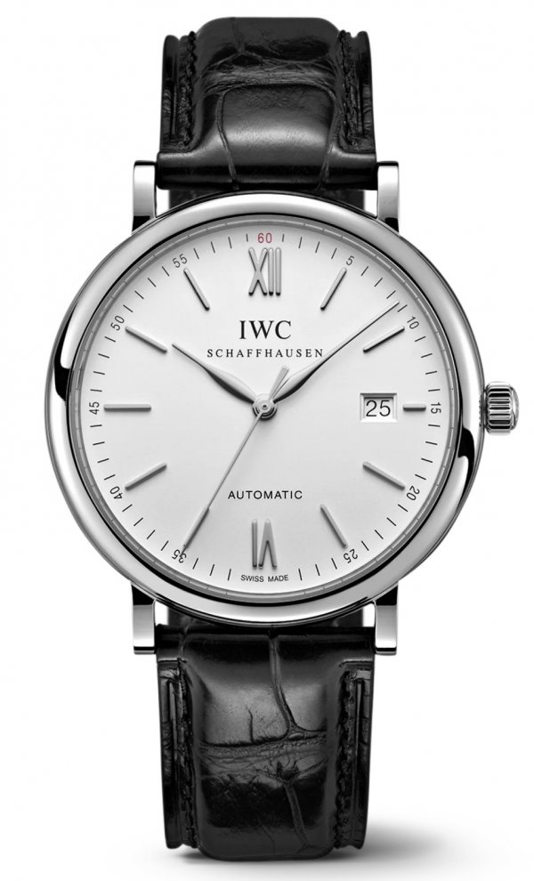 iwc-portofino-automatic-serebristie-s-chernim-remeshkom IWC Portofino Automatic серебристые с черным ремешком — изображение 1